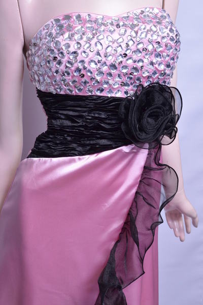 サテン素材のベアトップロングドレス♪ | キャバドレス・ロングドレス