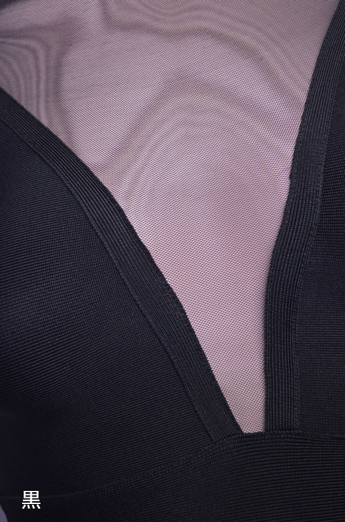 胸元シースルーがセクシーなバンテージミ二ドレス N-15006